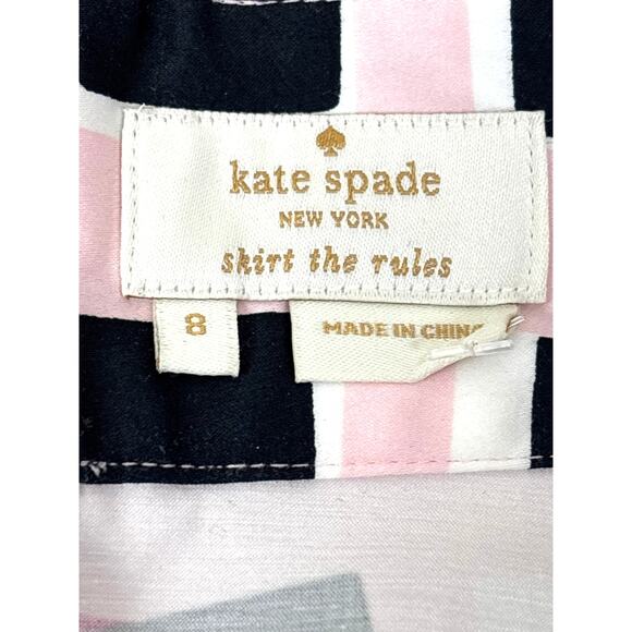 Kate Spade Womens 8 Pink Black Abstract Pencil Midi Business Work Skirt - Picture 4 of 7